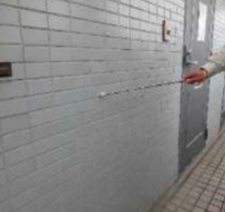 建物の外側の床下の耐震診断を行う様子